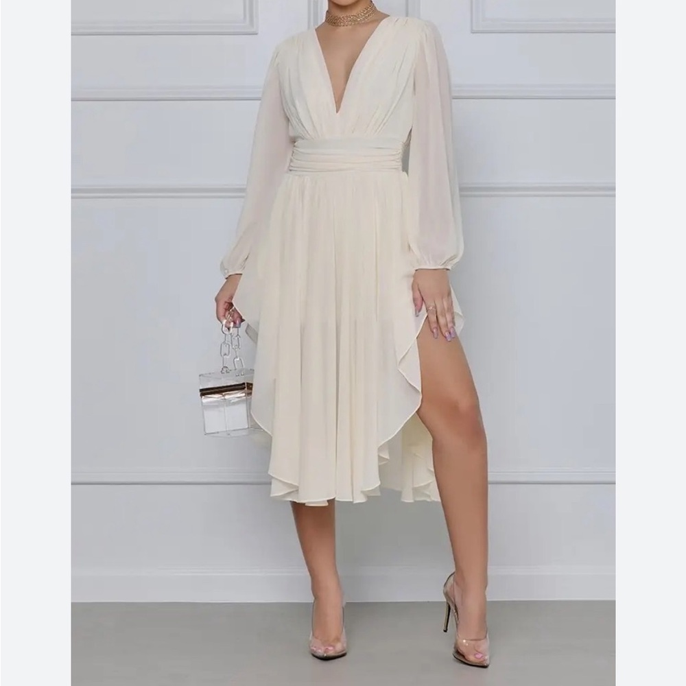 NWT Cream Sheer Long Sleeve Dress by Lilly’s Kloset. Size M